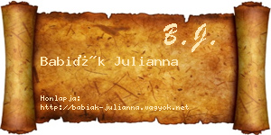Babiák Julianna névjegykártya
